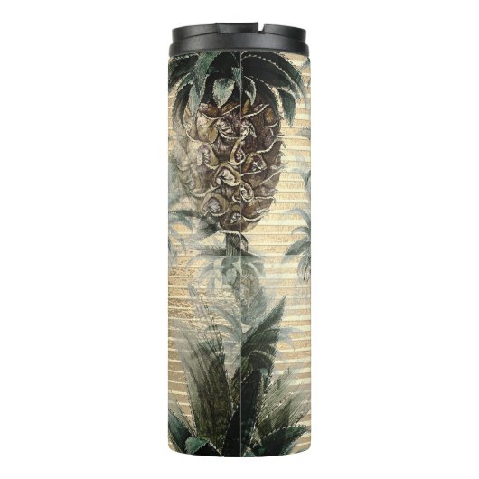 パイナップルパーソナライズされたオンゴールドフォイルストライプの タンブラー (裏面)