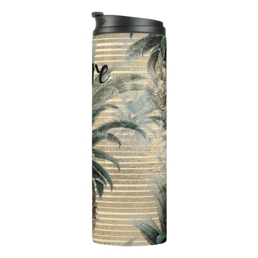 パイナップルパーソナライズされたオンゴールドフォイルストライプの タンブラー (回転右)