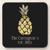 パイナップルパーソナライズされたステンシルド コースター (正面)