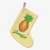 パイナップルパーソナライズされたトロピカルアイランドフルーツ スモールクリスマスストッキング (正面 (吊り時))