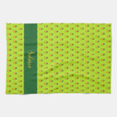 パイナップルパーソナライズされたトロピカルルアウ(ハワイ式宴会)キッチンタオル キッチンタオル (横)