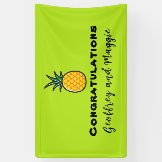 パイナップルパーソナライズされた熱帯パーティーバナー 横断幕 (縦)