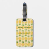 パイナップルパーソナライズされた | 編集可能な黄色 ラゲッジタグ (裏面縦)