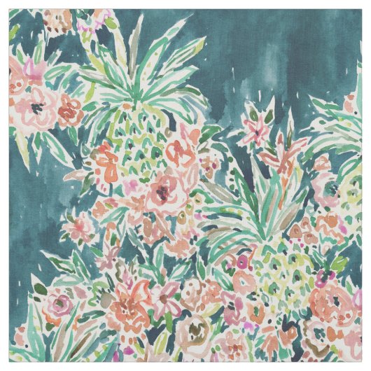 パイナップルパーティーの緑豊かな熱帯Bohoの花柄 ファブリック (見本)