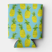 パイナップルパーティーブルー缶クーラー：独自の文字を追加 缶クーラー (正面)