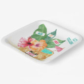 パイナップルパームハイビスカストロピカルカクテル誕生日 ペーパープレート (傾斜あり)