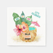 パイナップルパームハイビスカストロピカルビーチベビーシャワー スタンダードカクテルナプキン (正面)