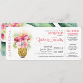 パイナップルビーチボーディングパスチケット誕生日 招待状 (正面/裏面)