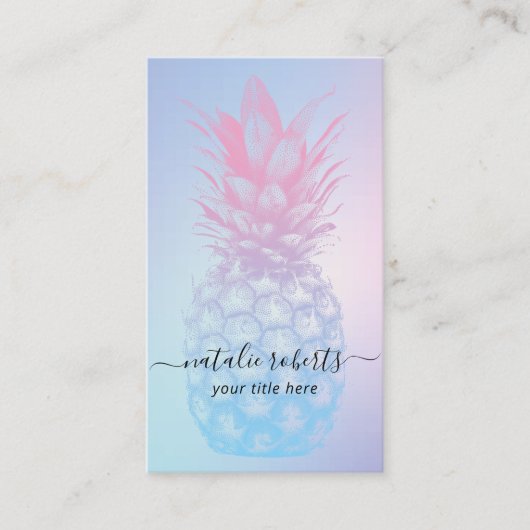 パイナップルピエレガントンク&ブルークラスタイポグラフィ 名刺 (正面)