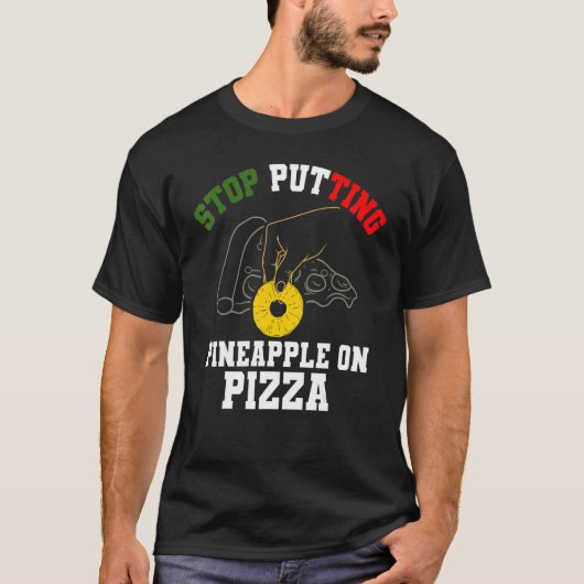 パイナップルピザアンチハワイアン食品 Tシャツ (正面)