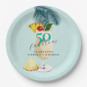 パイナップルピナコラダカクテル50thバースデーパーティー ペーパープレート (正面)