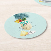 パイナップルピナコラダカクテル50thバースデーパーティー ラウンドペーパーコースター (アングル)