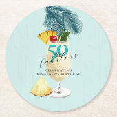 パイナップルピナコラダカクテル50thバースデーパーティー ラウンドペーパーコースター (正面)