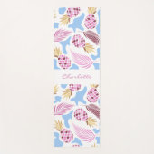 パイナップルピンクブルー熱帯パターン名 ヨガマット (正面)