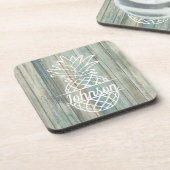 パイナップルファミリー名オン素朴ウッド沿岸ビーチ コースター (左側)