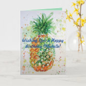 パイナップルファンキー果実水カラー誕生日カード カード (黄色い花)