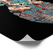 パイナップルフラミンゴデザインヴィンテージビーチ夏 ポスター (角)