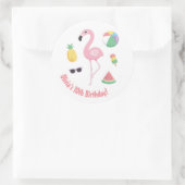 パイナップルフラミンゴルアウ(ハワイ式宴会)誕生日パーティスティッカー ラウンドシール (バッグ)