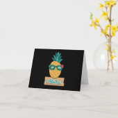 パイナップルフルーツアロハビーチズハワイハワイアン カード (黄色い花)