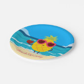 パイナップルフルーツオンビーチホリデーカワイイカラフル ペーパープレート (アングル)