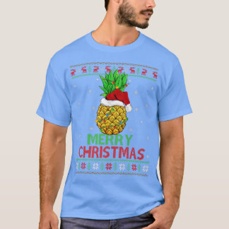 パイナップルフルーツクリスマスライト醜いパイナップルメリーC Tシャツ