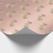 パイナップルフルーツバラ金ゴールドトロピカルサマーピーチ ラッピングペーパー (角)