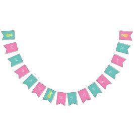 パイナップルフルーツピンクハッピーバースデーバンティングフラグ バンティングフラッグ