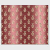 パイナップルフルーツフェイク金ゴールド熱帯夏ブルゴーニュ ラッピングペーパー (フラット)