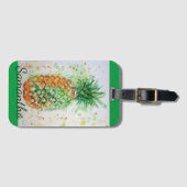 パイナップルフルーツフードトロピカルバイブオレンジライム ラゲッジタグ (正面横)