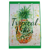 パイナップルフルーツフードトロピカルバイブズオレンジライム ミディアムペーパーバッグ (裏面)