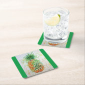 パイナップルフルーツフード熱帯アートオレンジライムかわいい スクエアペーパーコースター (インサイチュ)