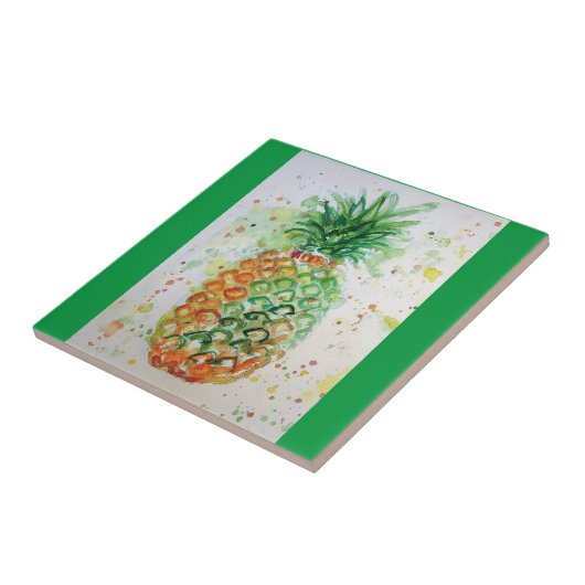 パイナップルフルーツフード熱帯アートオレンジライムかわいい タイル (側面)