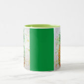 パイナップルフルーツフード熱帯アートオレンジライムかわいい ツートーンマグカップ (中央)