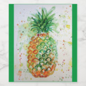 パイナップルフルーツフード熱帯アートオレンジライムかわいい ワインラベル (シングルラベル)