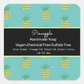 パイナップルフルーツ手作り石鹸美しいブランディング スクエアシール (正面)
