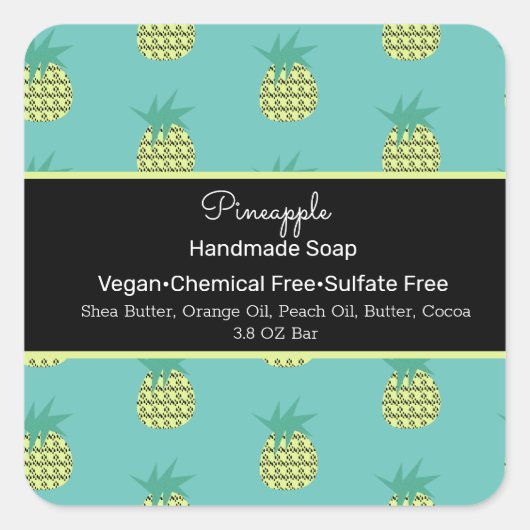 パイナップルフルーツ手作り石鹸美しいブランディング スクエアシール (正面)