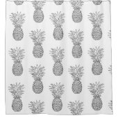 パイナップルフルーツ熱帯黒と白 シャワーカーテン (正面)