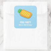 パイナップルフロートプール誕生日パーティスティッカー スクエアシール (バッグ)