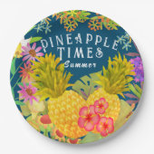 パイナップルフローラターコイズ ペーパープレート (正面)