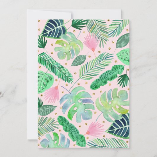 パイナップルフローラピンク金ゴールド第1誕生日 招待状 (裏面)