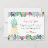 パイナップルフローラピンク金ゴールド誕生日 サンキューカード (正面)