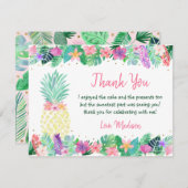 パイナップルフローラピンク金ゴールド誕生日 サンキューカード (正面/裏面)