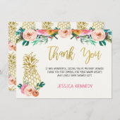 パイナップルフローラベビーシャワーサンキューカード 招待状 (正面/裏面)