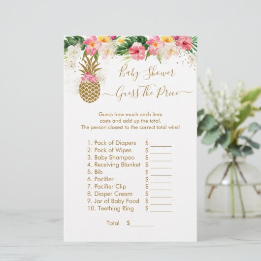 パイナップルフローラ価格ベビーシャワーゲームを推測 (スタンド正面)