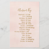 パイナップルフローラ赤ちゃんシャワー動物マッチゲーム (裏面)