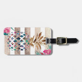 パイナップルフローラ金ゴールド ストライプの ラゲッジタグ (正面横)
