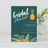 パイナップルブライダルシャワーエメラルドグリーンモダンウェッディ 招待状 (スタンド正面)
