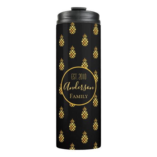 パイナップルブラック金ゴールドの姓 タンブラー (正面)
