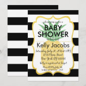 パイナップルブラック&ホワイトベビーシャワー招待状 招待状 (正面/裏面)