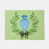 パイナップルブルー&ホワイトジンジャージャー ドアマット (正面)